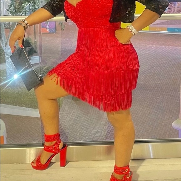 Red Open Toe Platform Heel - Picture 5 of 5